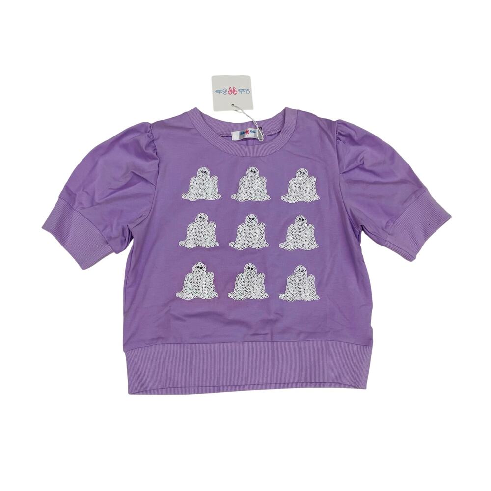 NWT Lulu Bebe Size 24M Lily Sequin Shirt in Lavender Ghosts